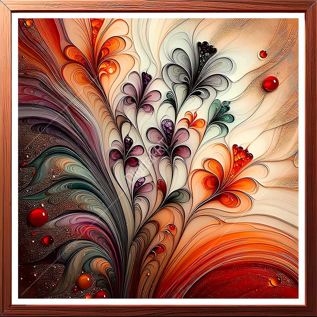 This exquisite painting of abstract flowers exudes chic and classy sophistication.