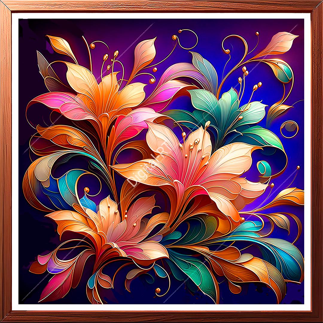 stunning painting of a creatively crafted bunch of fresh flowers.