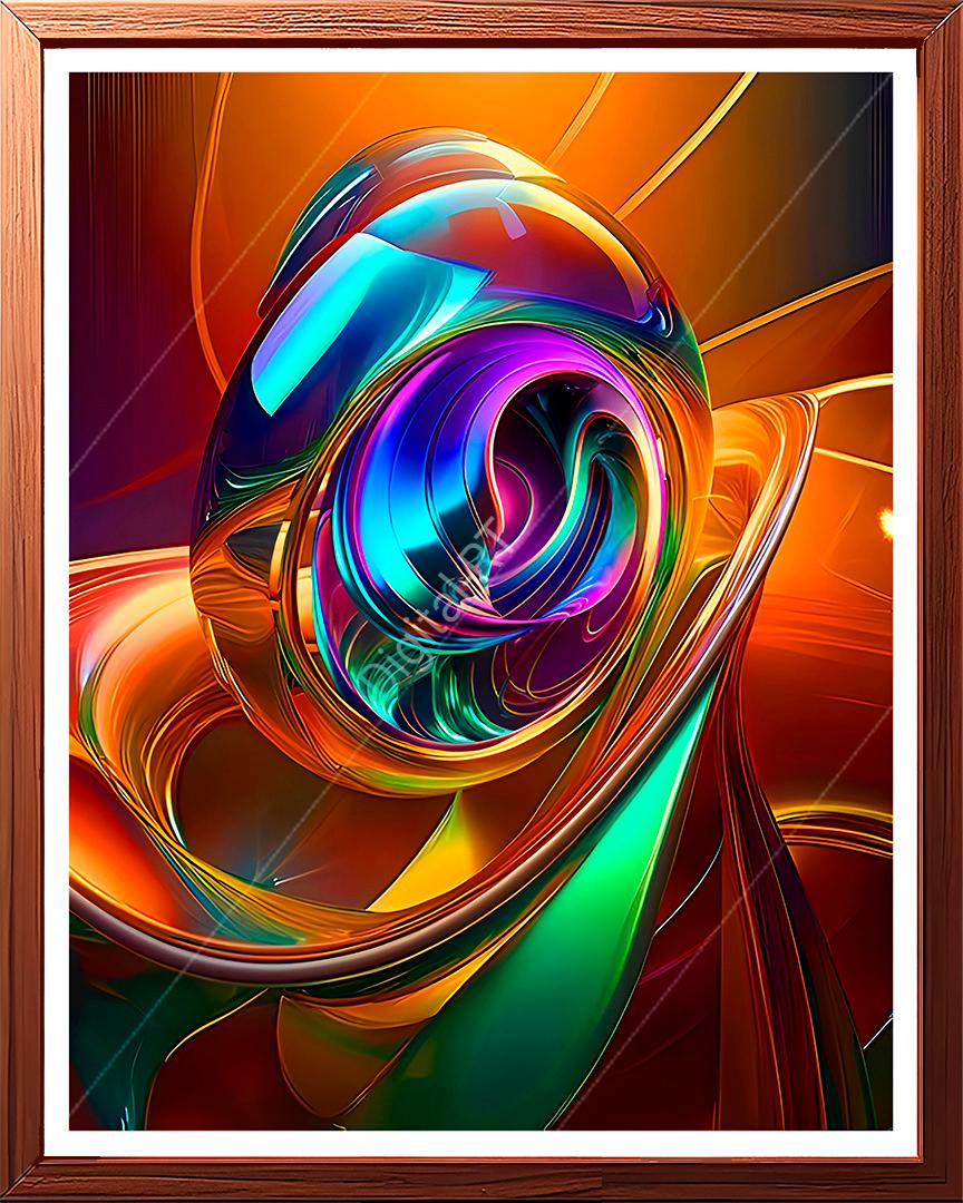 This painting's composition centers around a dynamic vortex-like shape.