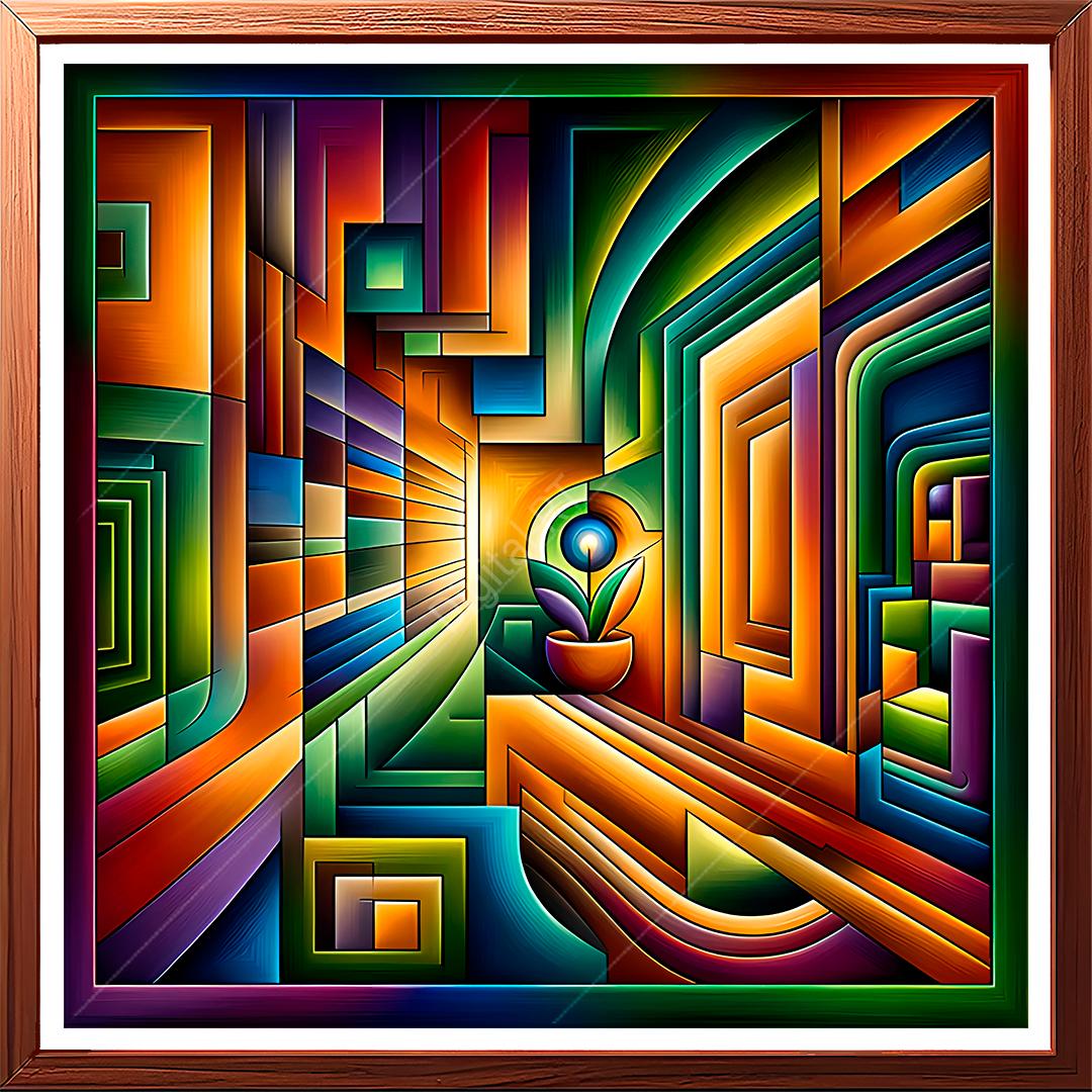 Step into a virtual world with an extraordinary abstract painting that explores the concept of future era home.