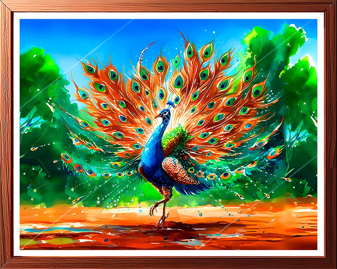 peacock dancing in rain painting