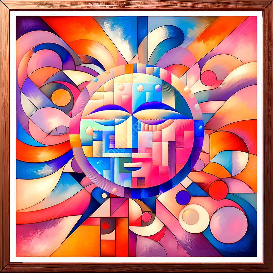 It is an evocative abstract painting that portrays a character deeply absorbed in thought.