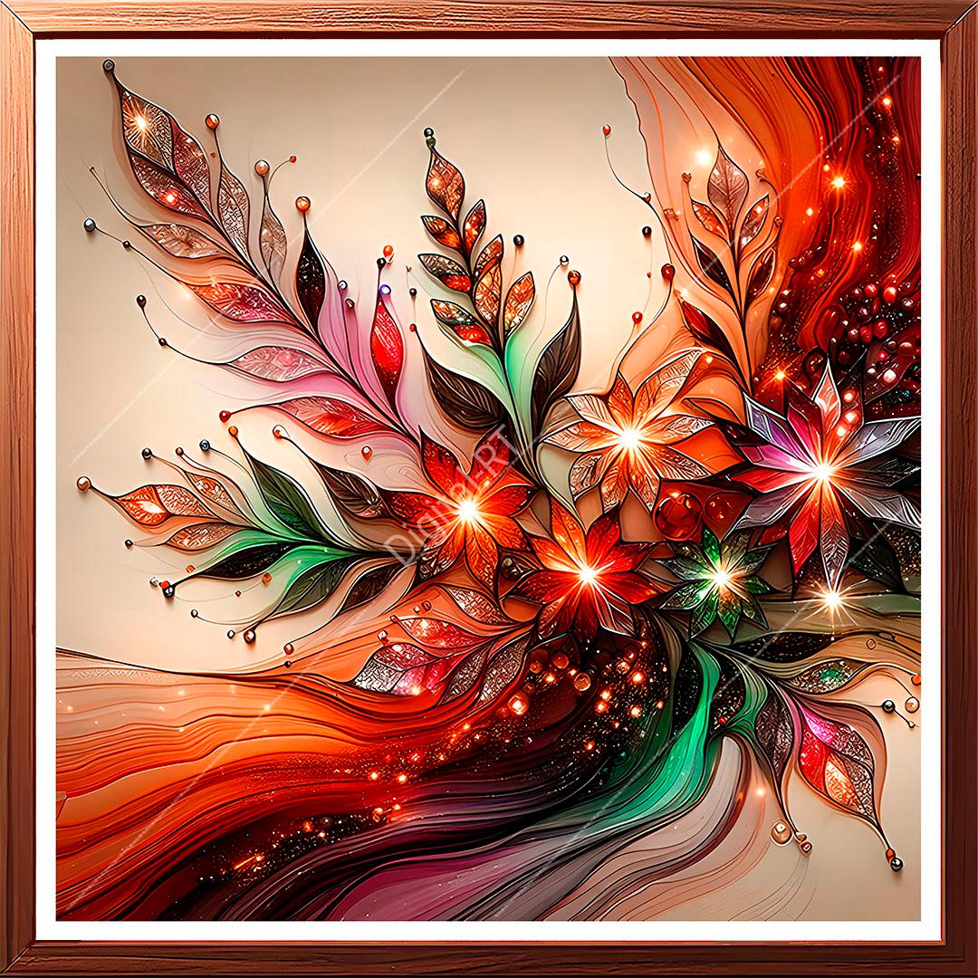 This is a abstract art with this dazzling and magical painting of flowers.
