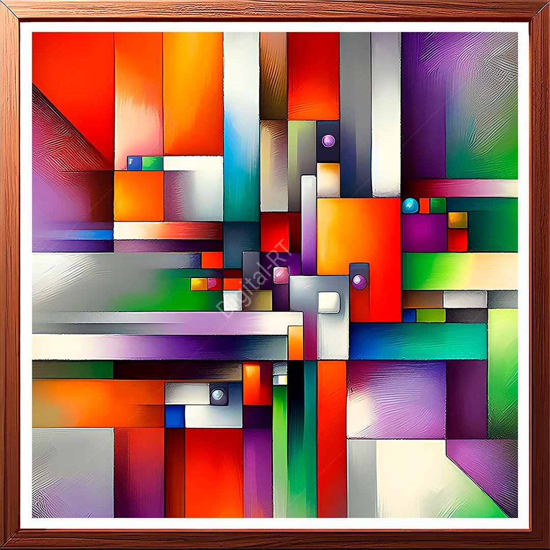 This painting displays geometric precision and artistic creativity,