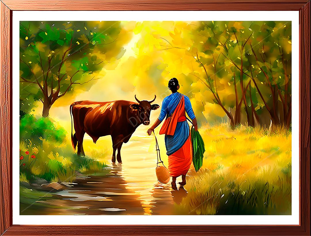 village scene, daily life