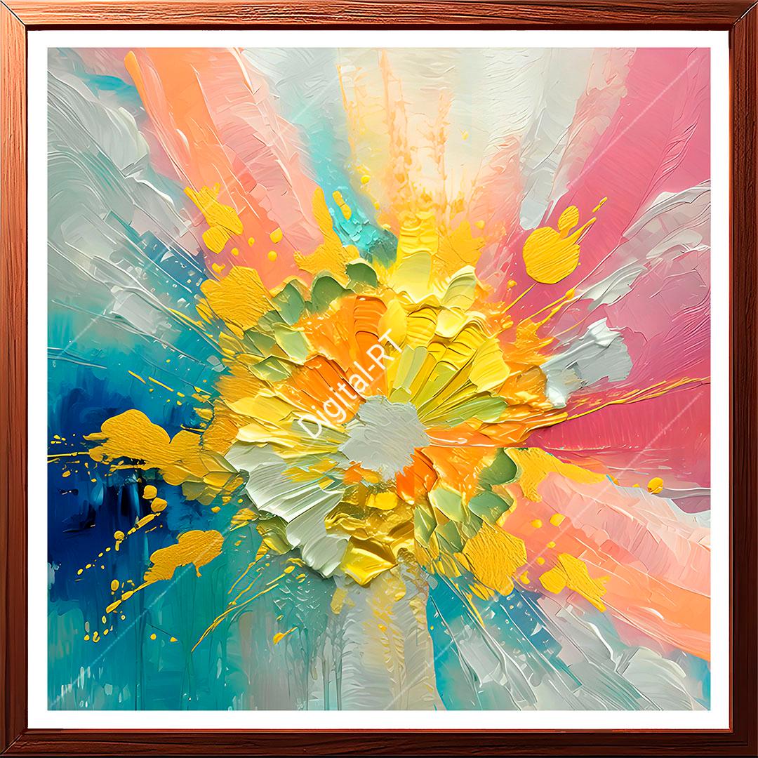 This abstract painting displays the energy of joyous celebration.