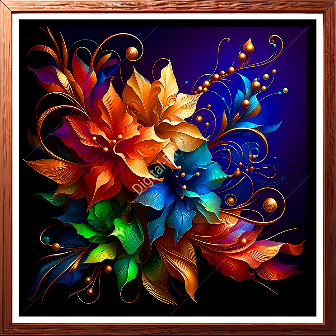 Artistically drawn abstract flowers.