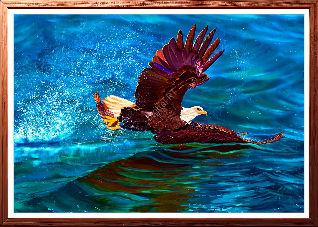 eagle catching fish painting