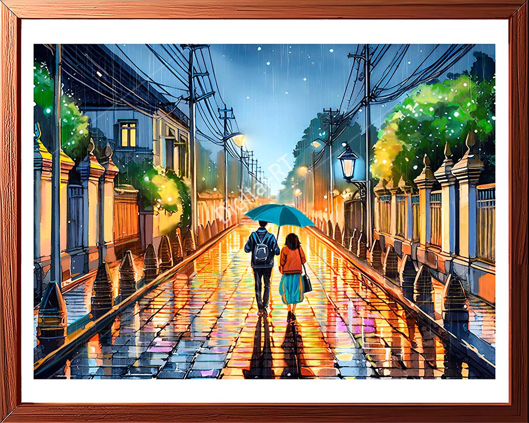 Painting of rain walk