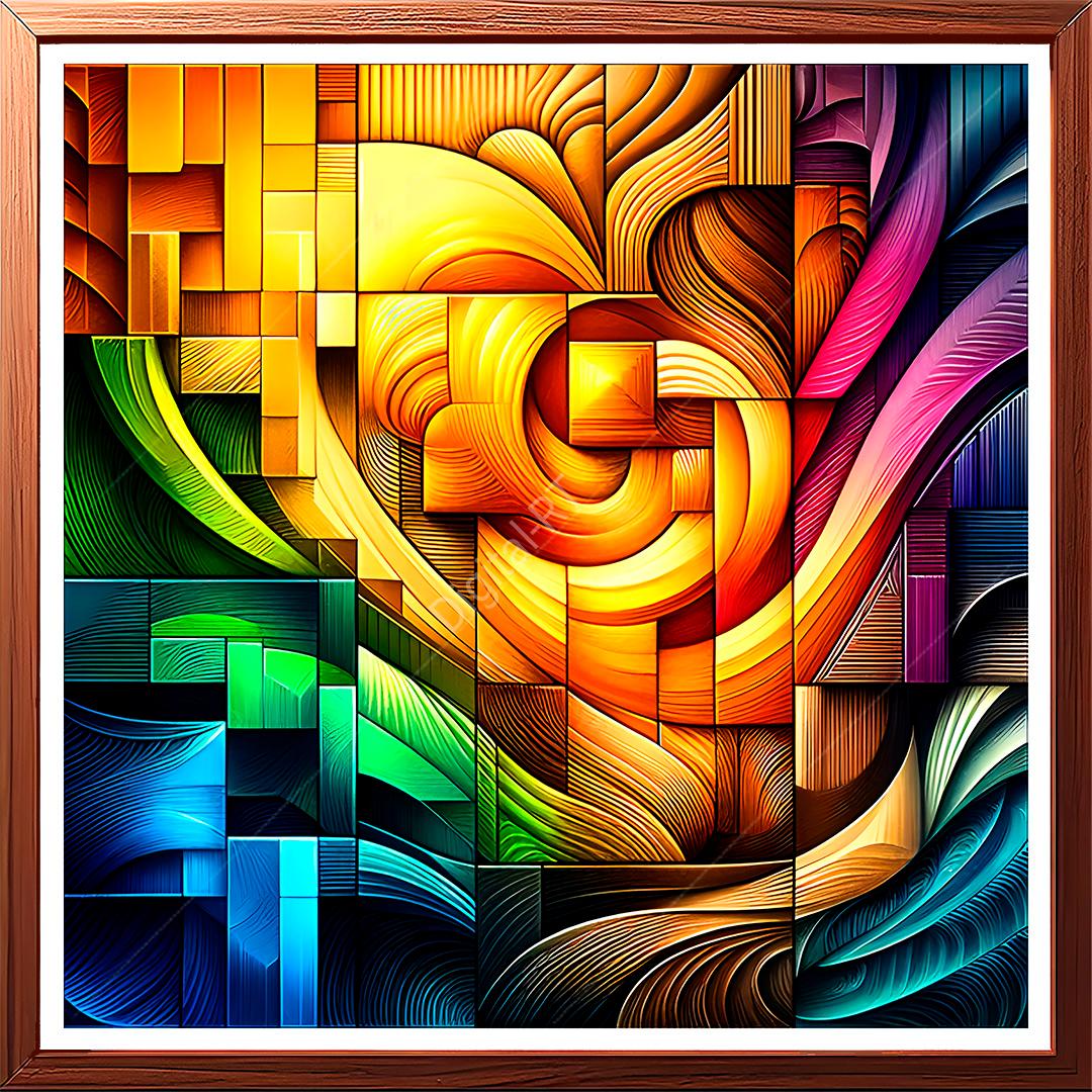 This abstract geometric painting blends randomness of multiple geometric shapes with a profound sense of meaning.