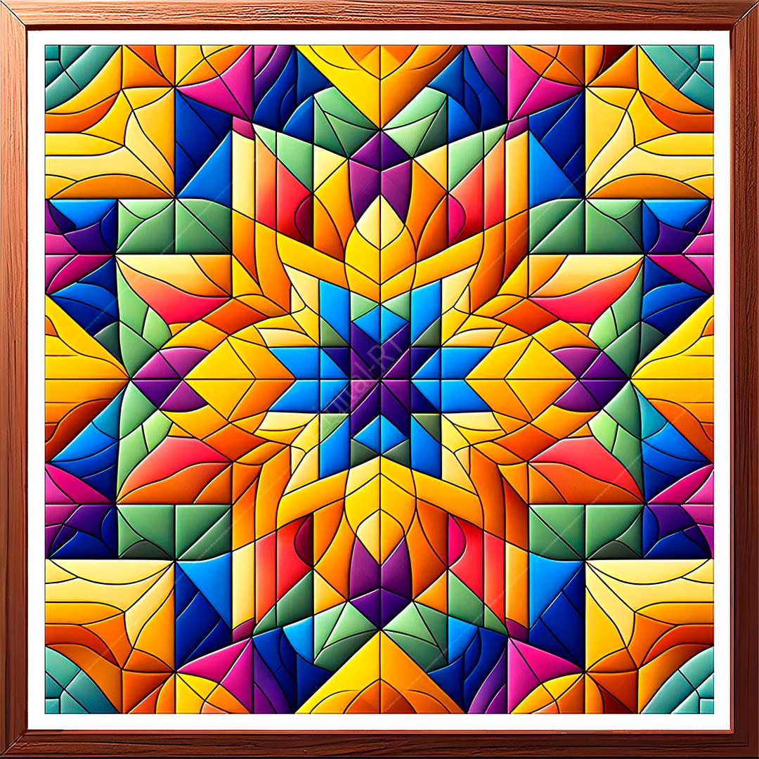 This eye-catching painting features an intricate geometric pattern, meticulously crafted to create a sense of both random and structured beauty.