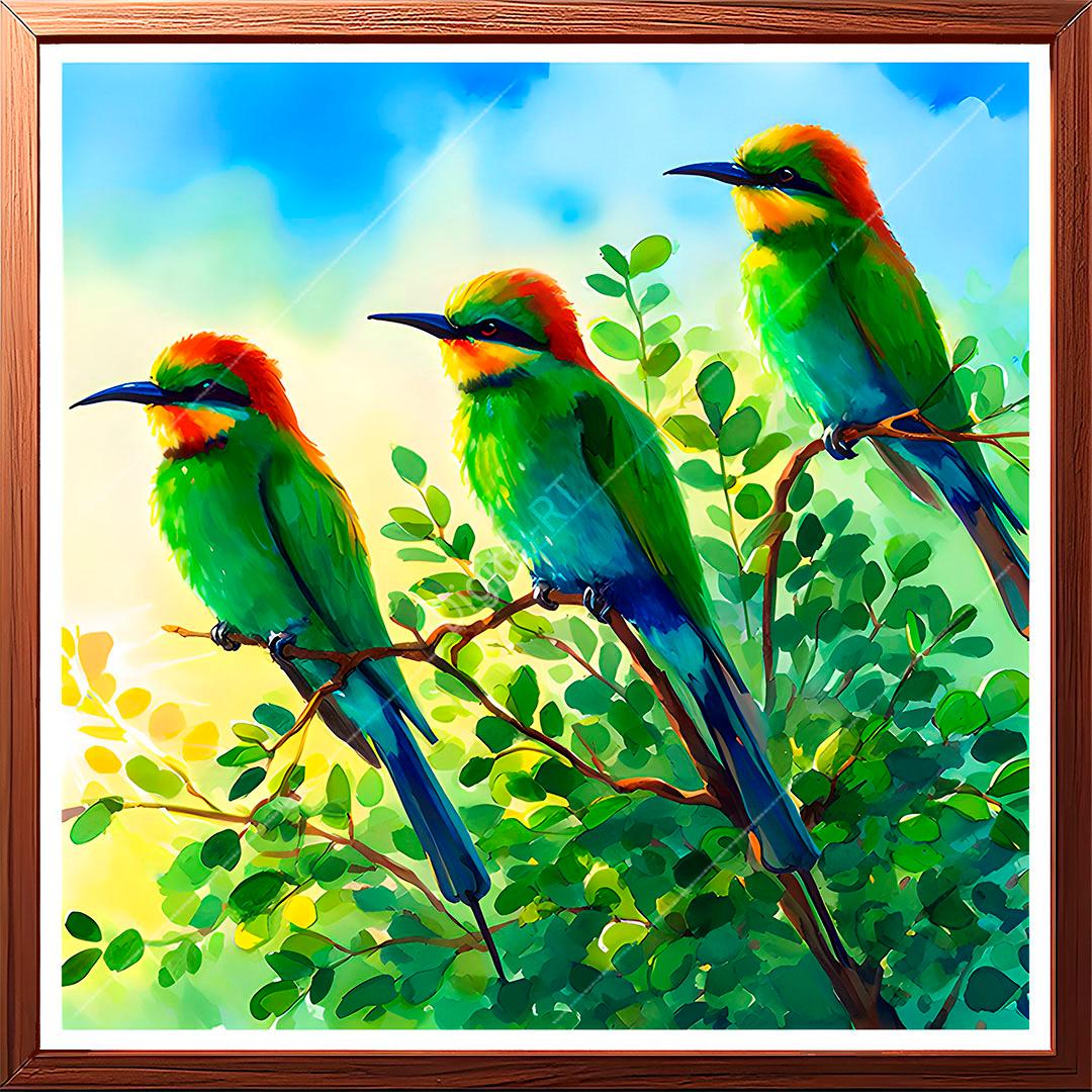 bee eater birds on tree branch