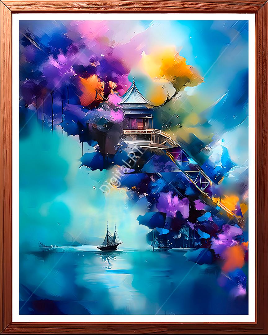 "Solitude" is an evocative abstract painting that delves deep into the human psyche,.