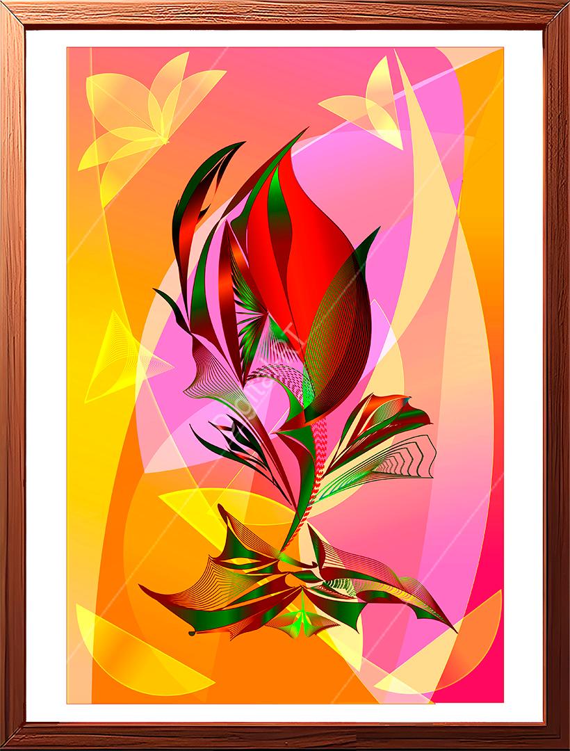 This abstract painting is an artistically conceptualised design that captures the essence of the vibrant spring season.