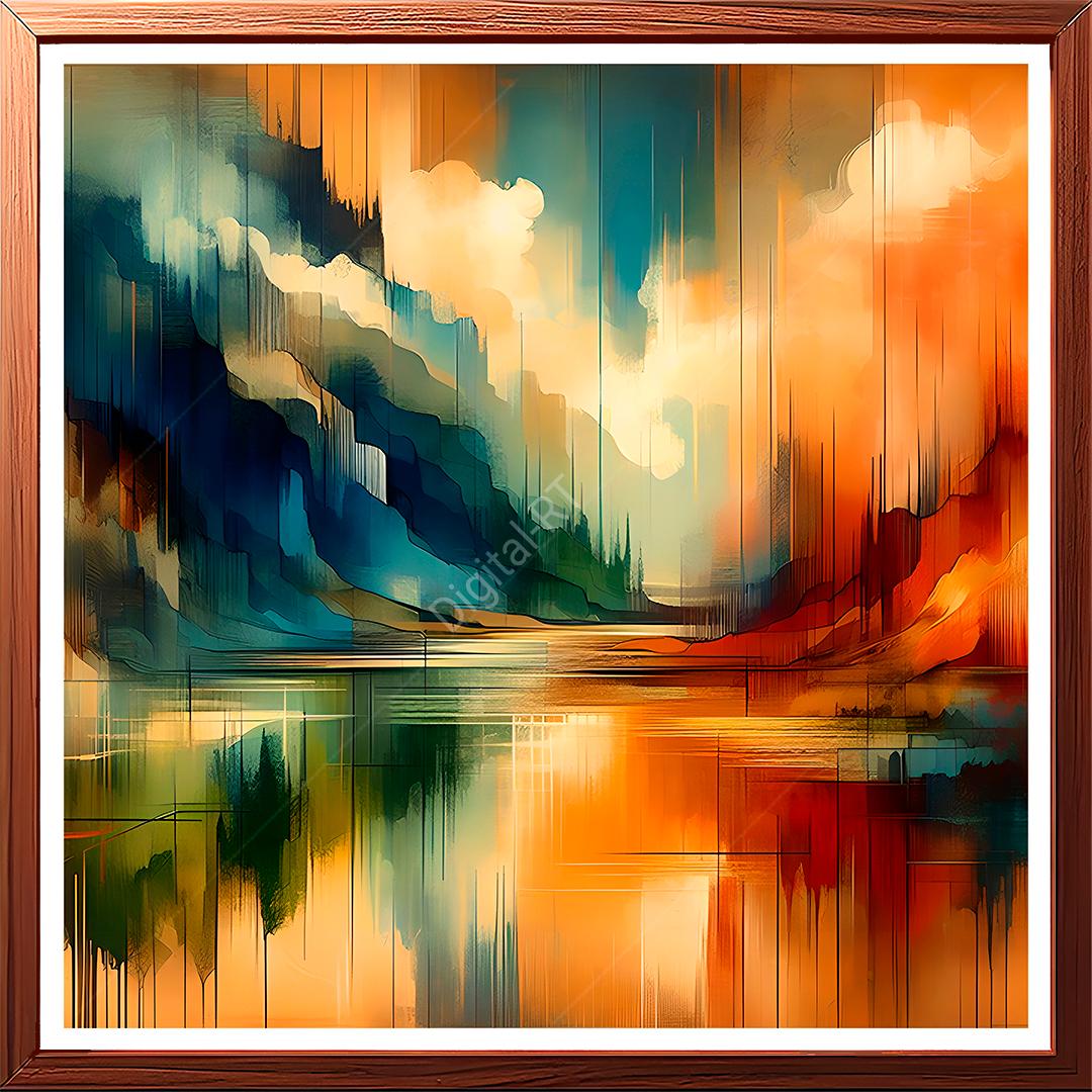 This abstract painting captures the magical moment when daybreak brings a new beginning.