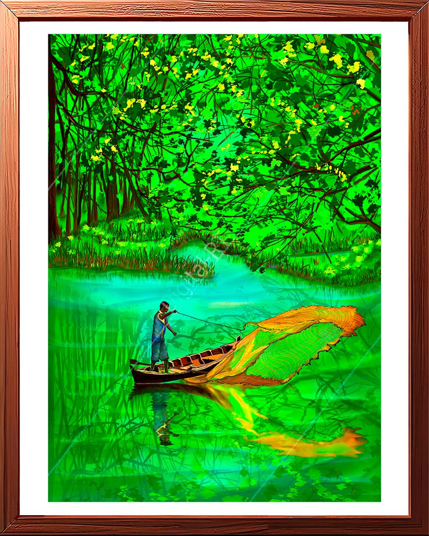 fisherman fishing painting
