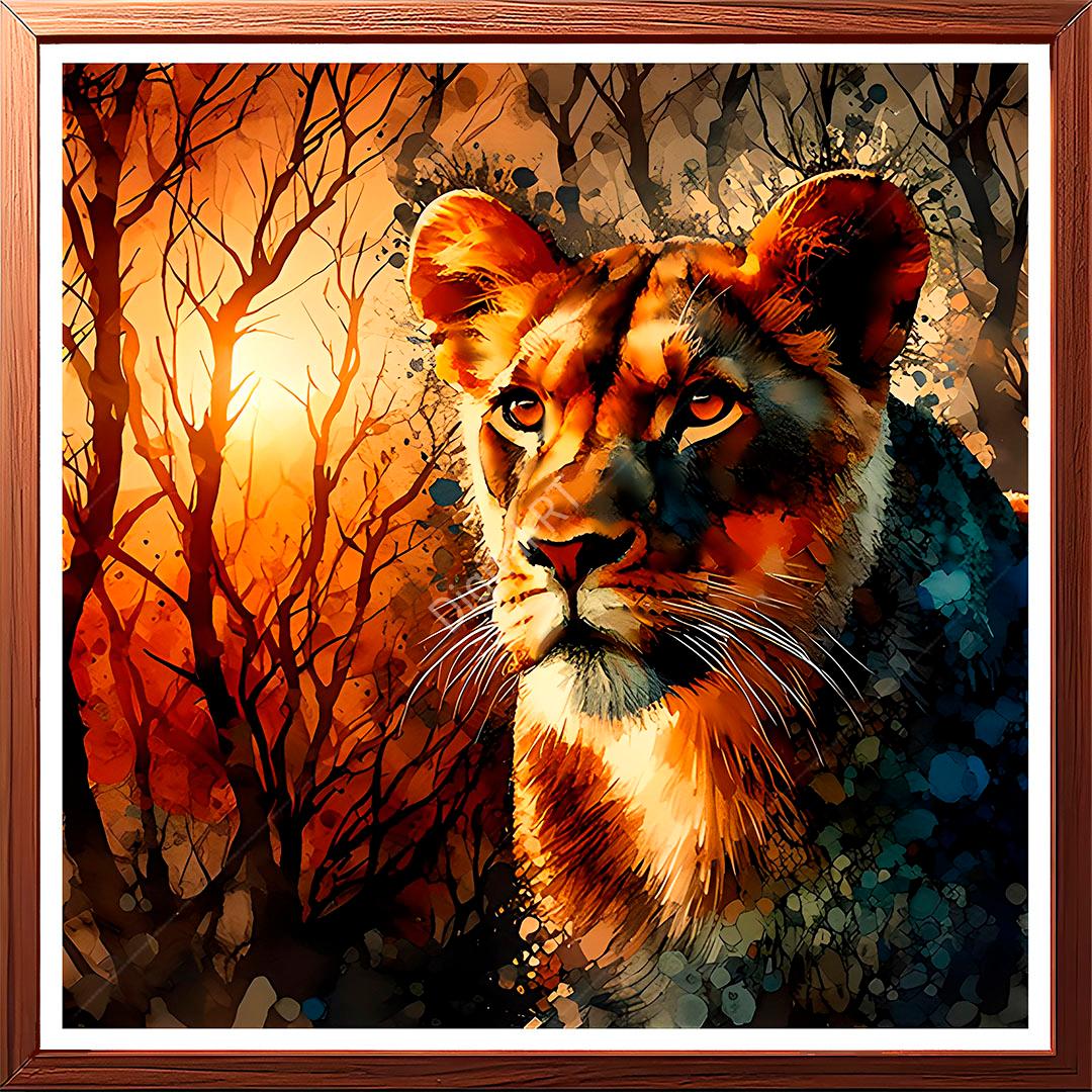 lioness in forest