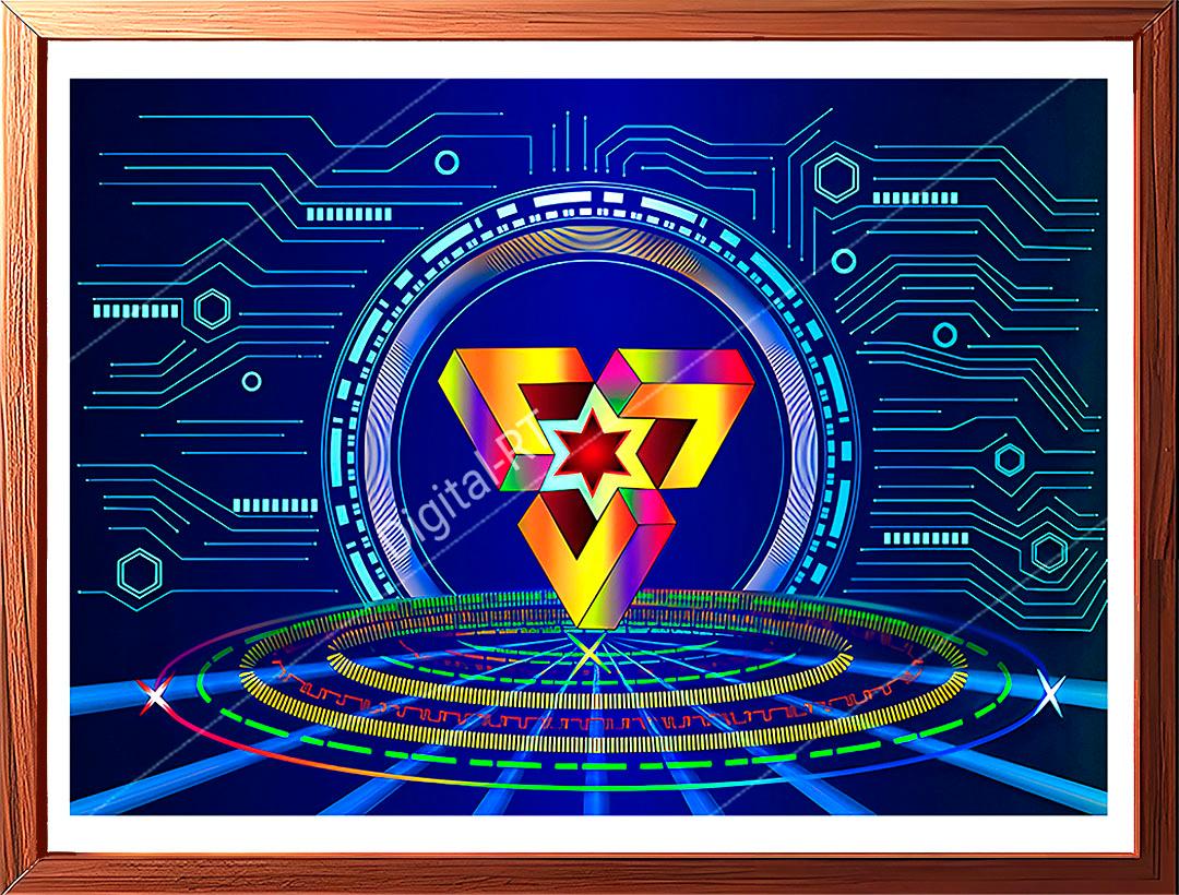 This vector art painting artistically illustrates the evolution of technology to harness natural energy