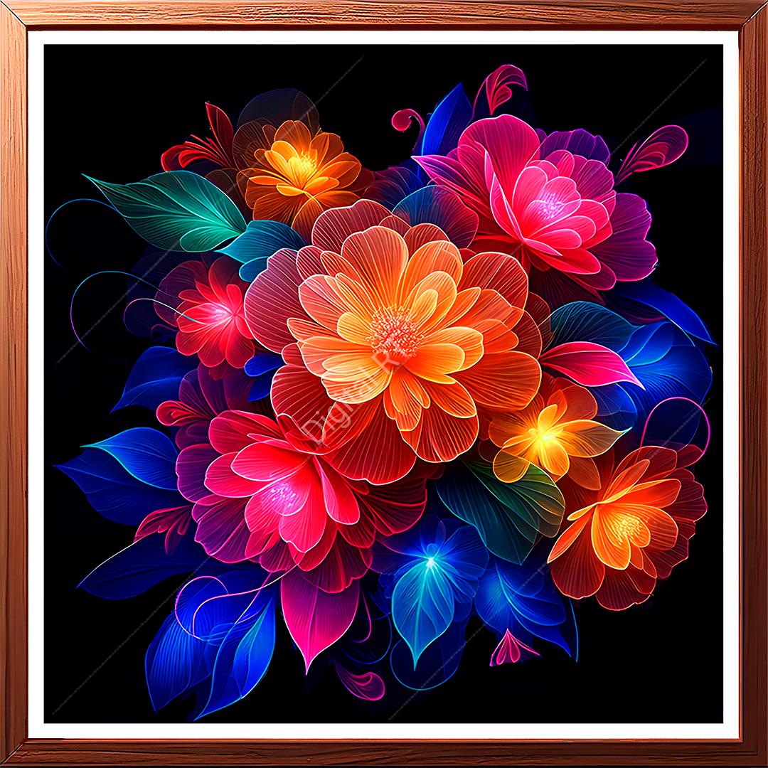 This artwork captures the exuberance and beauty of the flowers