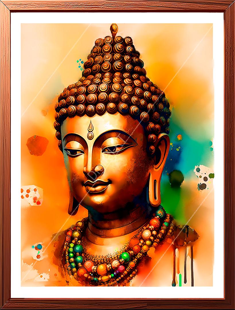 This stunning painting of Lord Buddha captures his serene and peaceful essence.